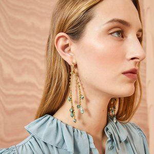 Ulla Johnson Beaded Chandelier earring -Tree agate